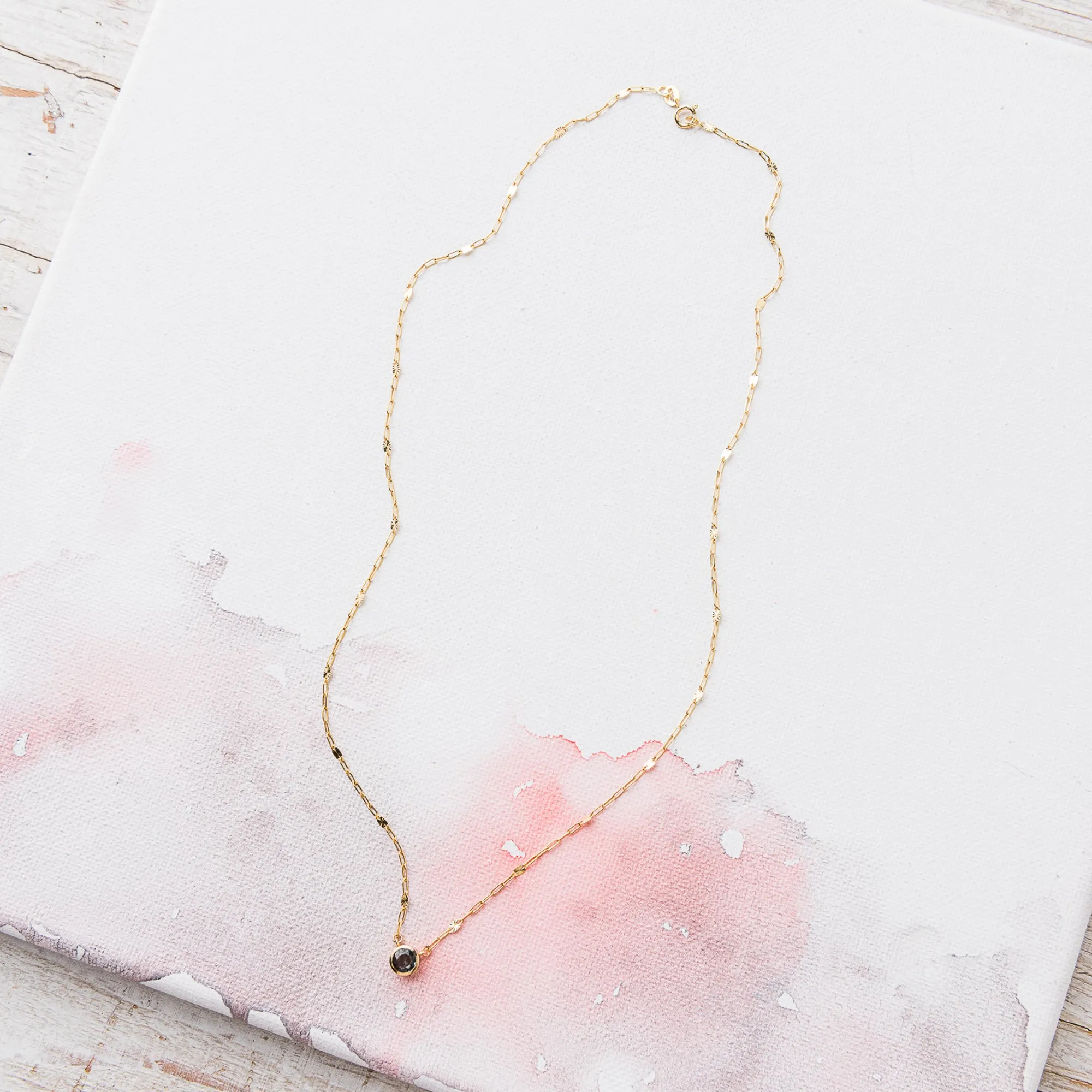 Blue Spinel Round Necklace on Sunburst Satellite Chain in 14k Gold