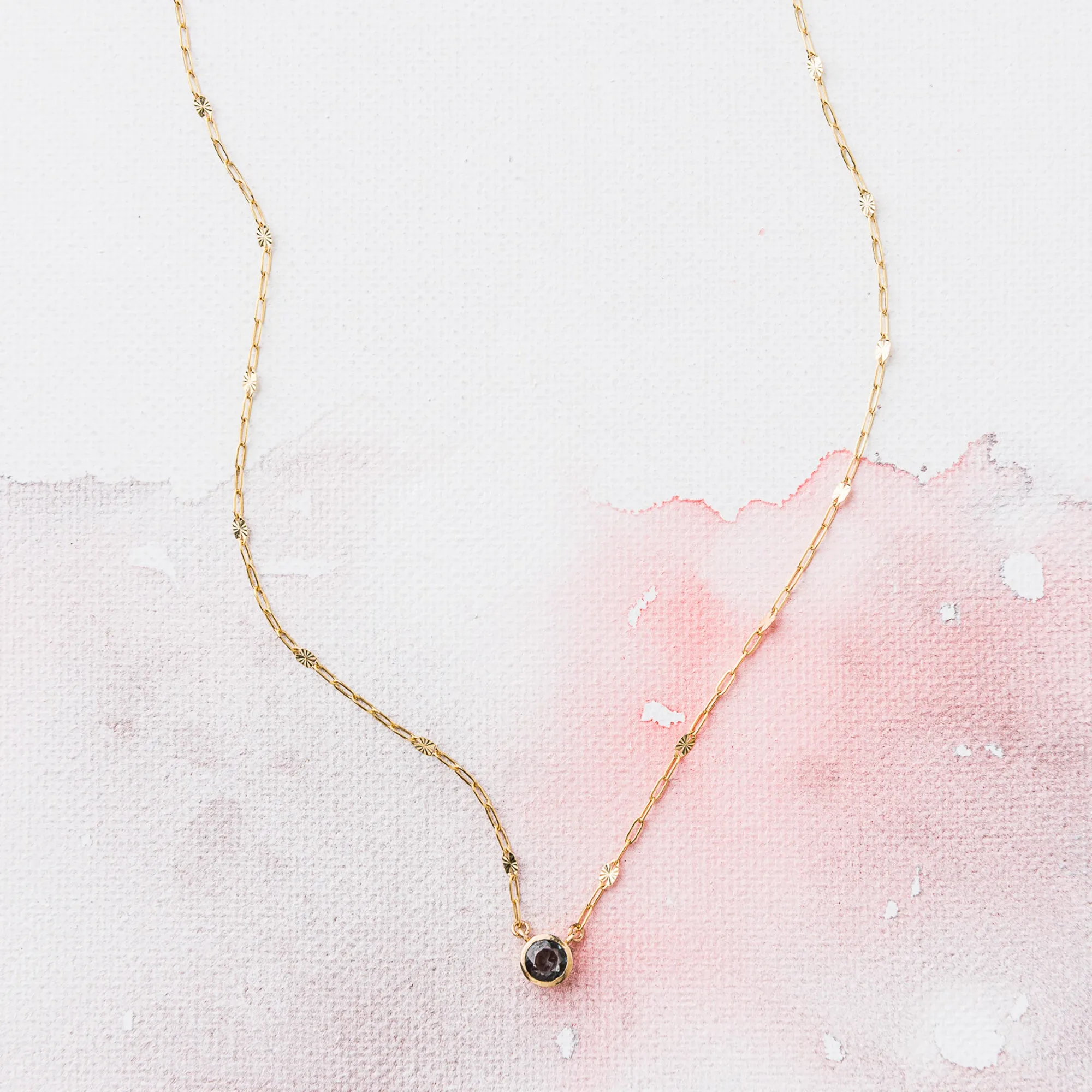 Blue Spinel Round Necklace on Sunburst Satellite Chain in 14k Gold