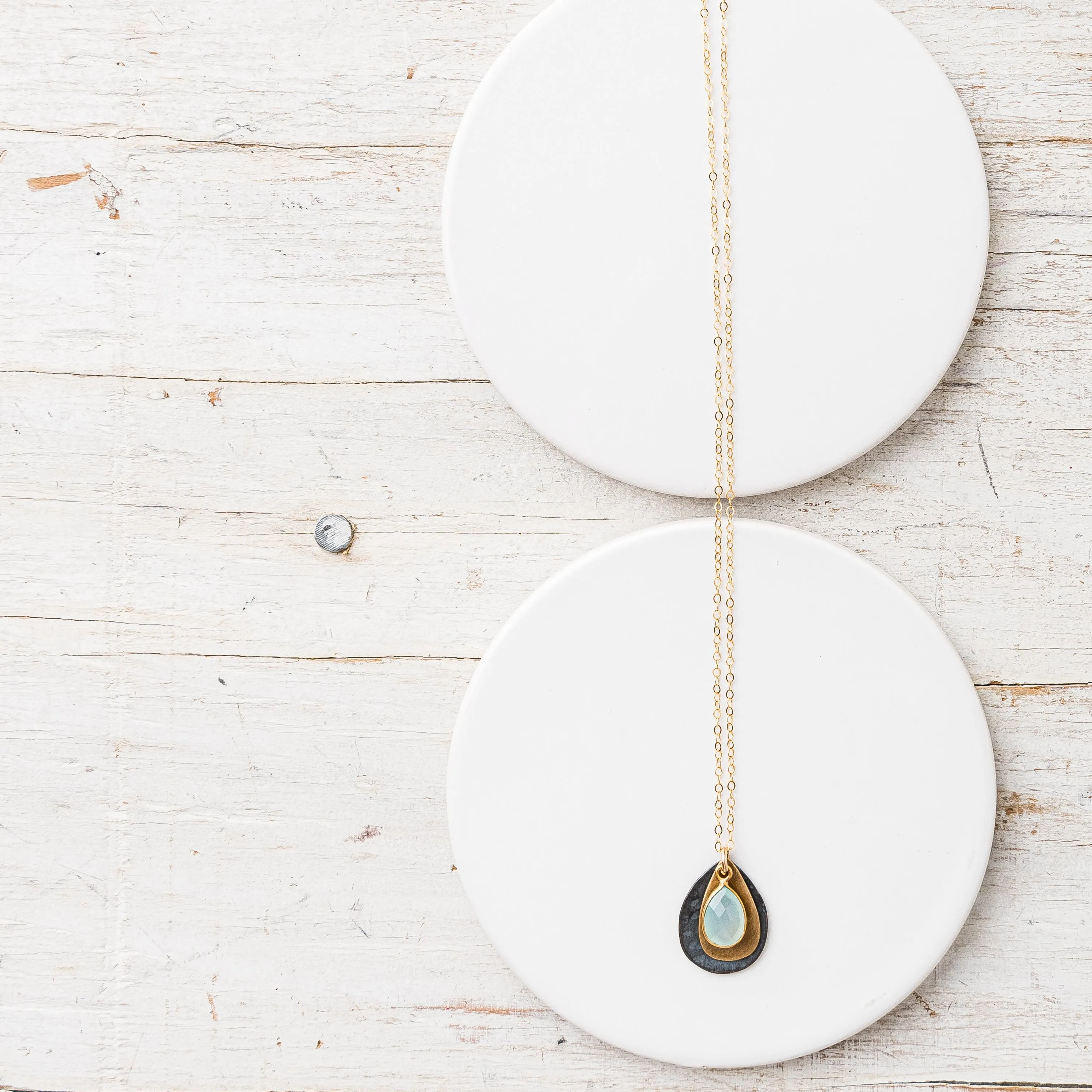 Chalcedony Mixed Metal Petal Necklace