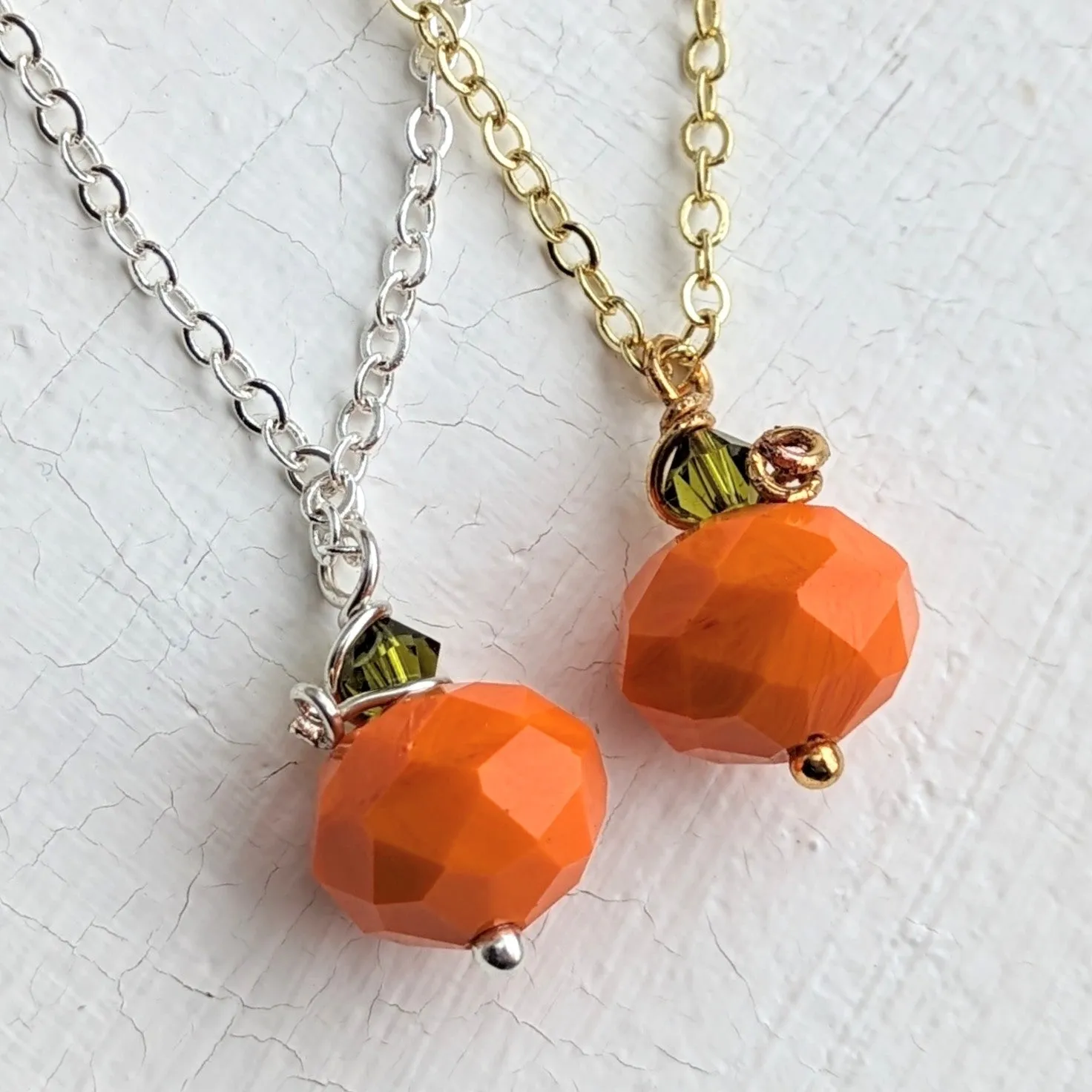 Dainty Pumpkin Crystal Necklace