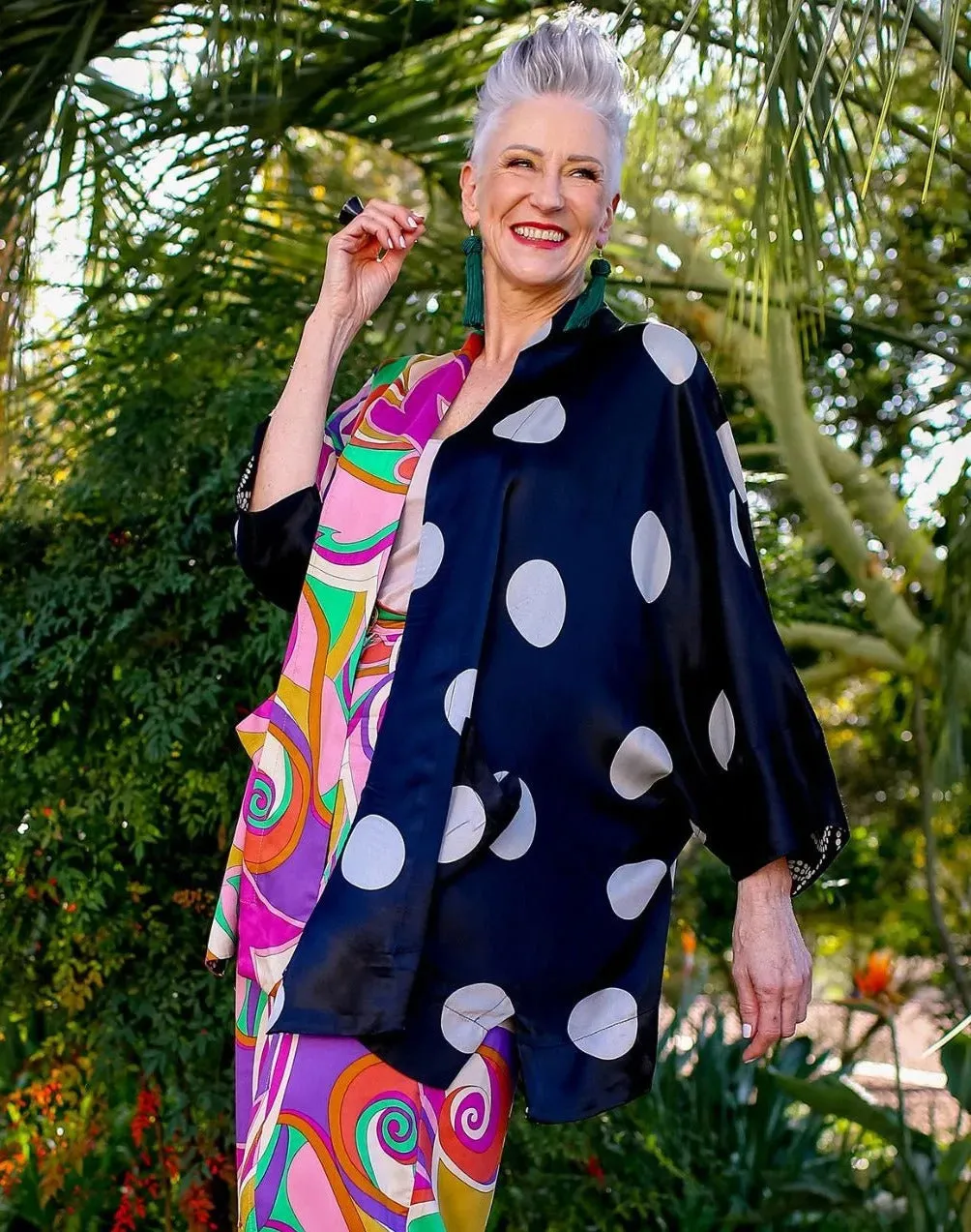 Festival Dot Open Kimono Jacket, Multi
