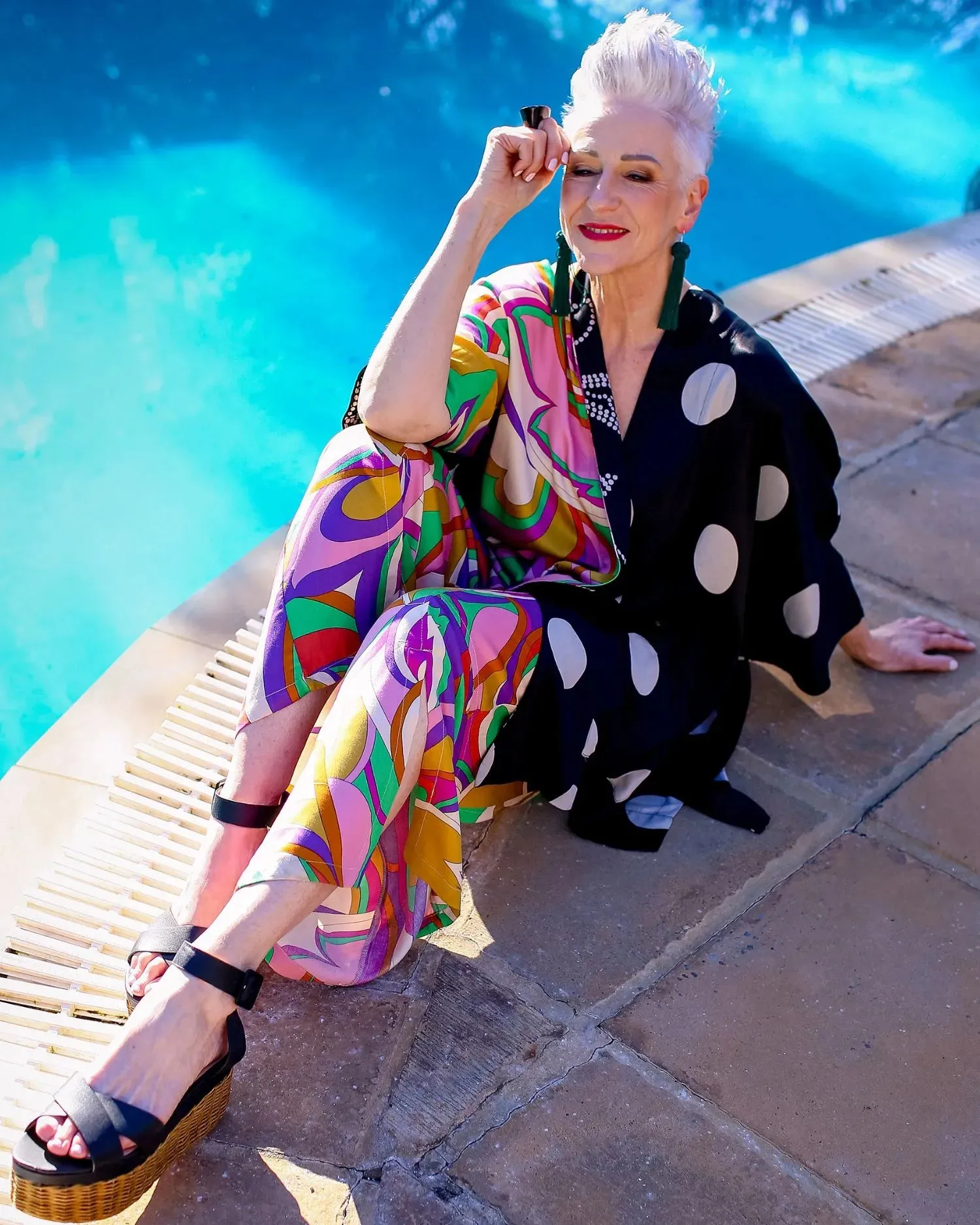 Festival Dot Open Kimono Jacket, Multi