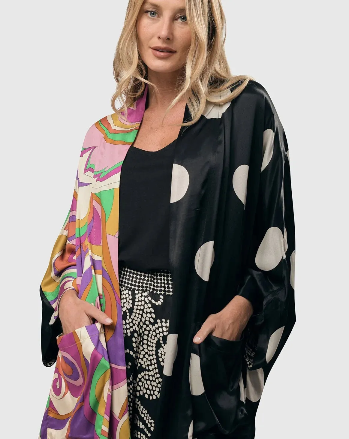 Festival Dot Open Kimono Jacket, Multi