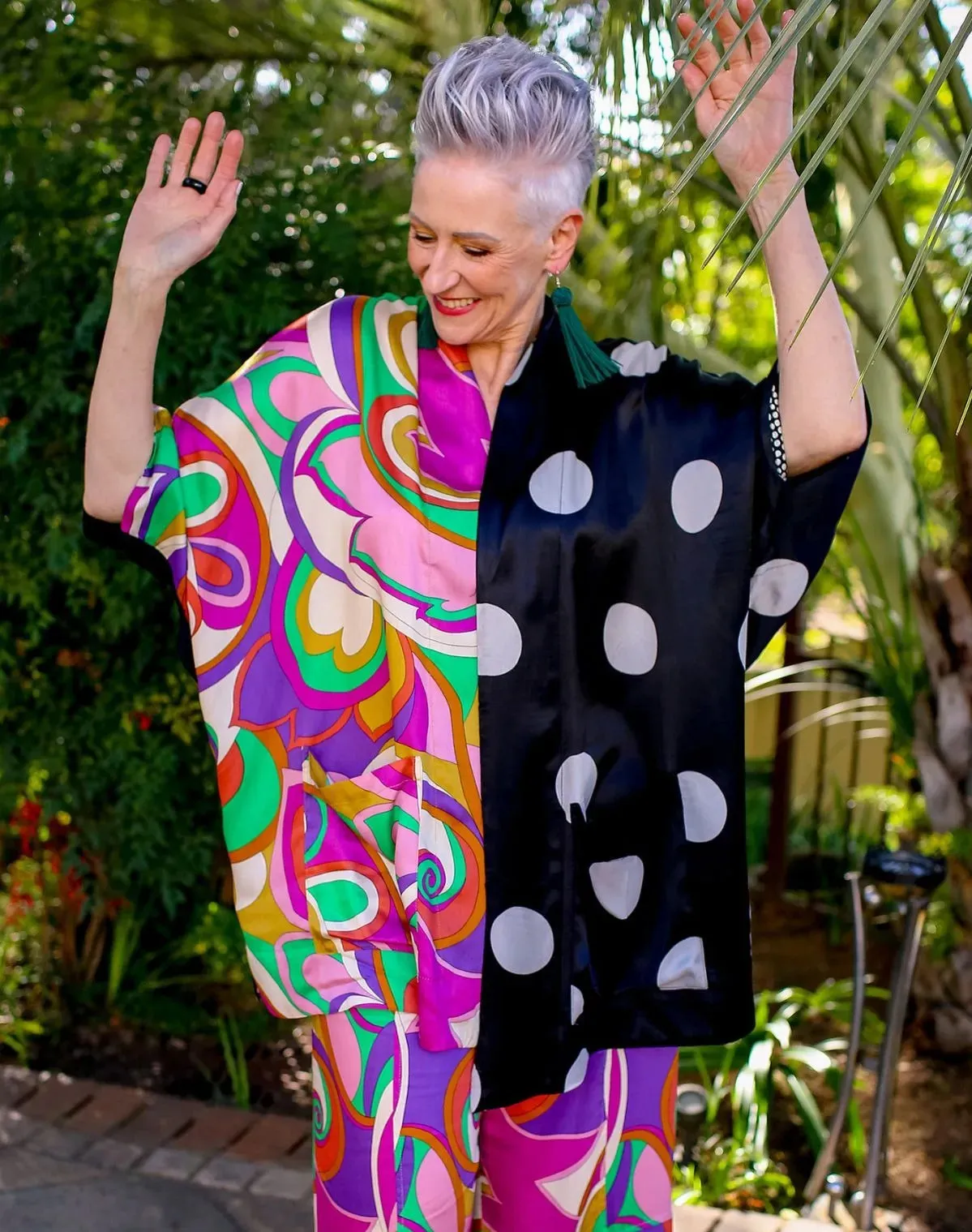 Festival Dot Open Kimono Jacket, Multi