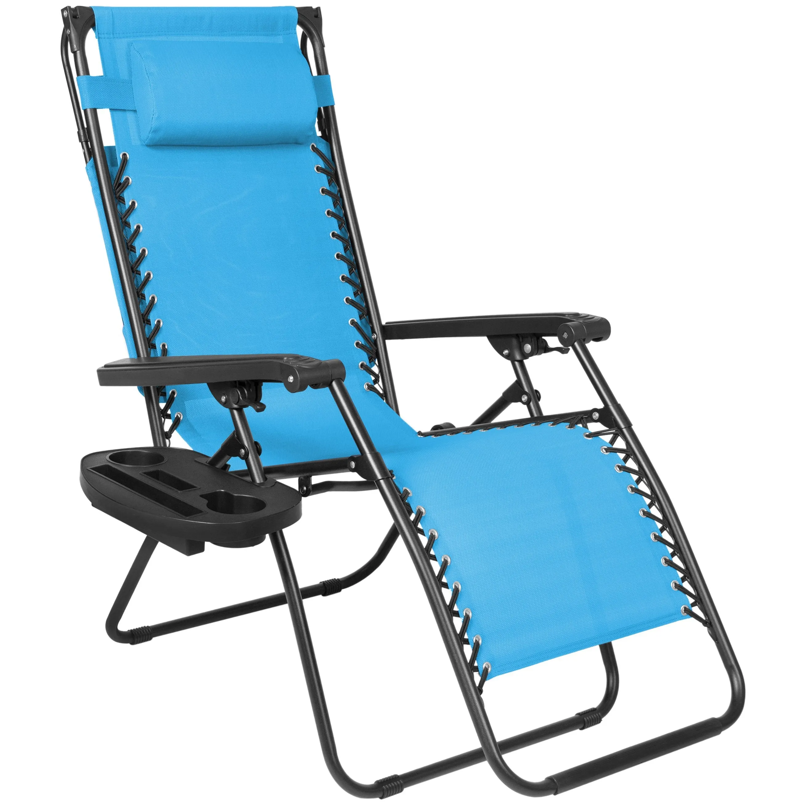 Folding Zero Gravity Recliner Lounge Chair w/ Canopy, Cup Holder