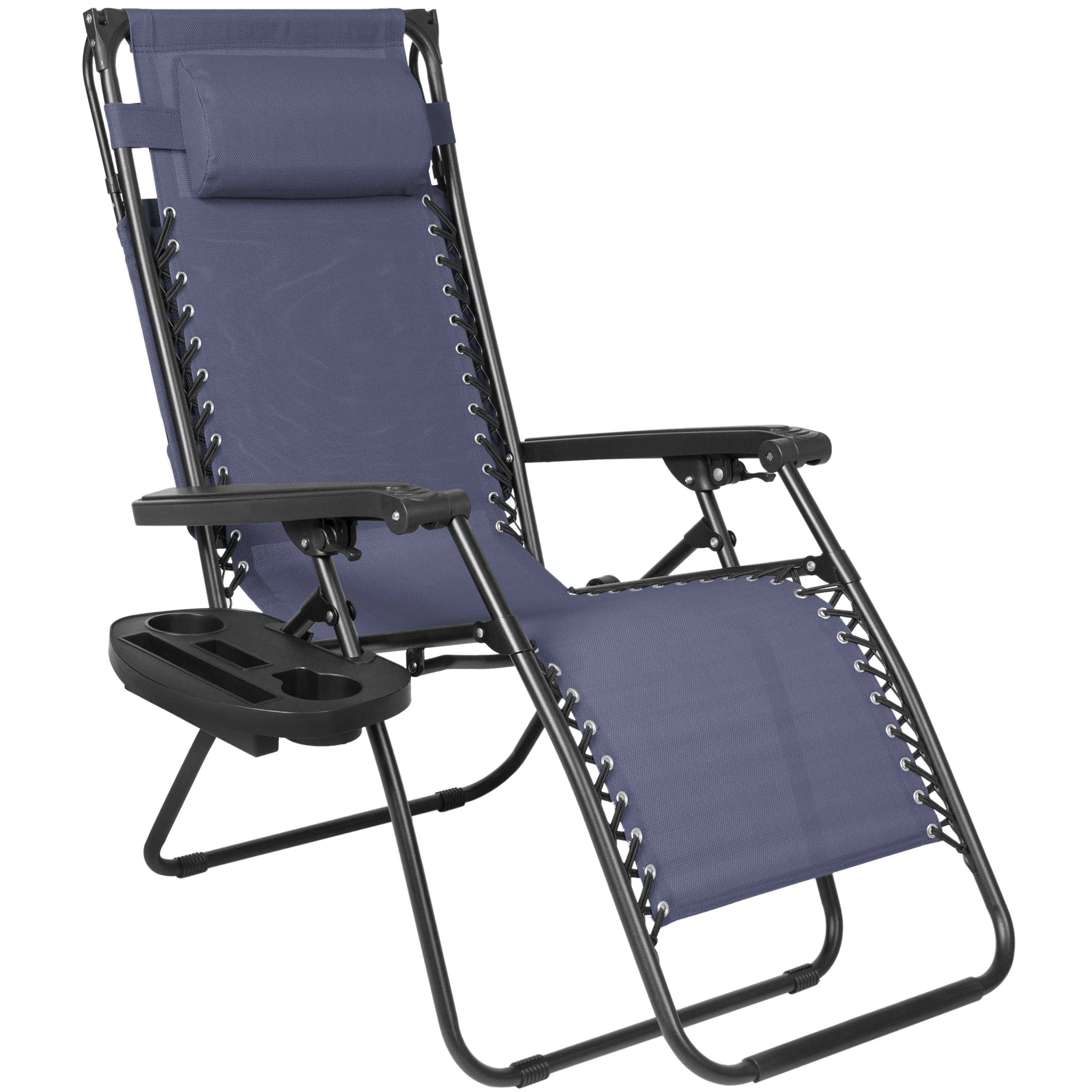 Folding Zero Gravity Recliner Lounge Chair w/ Canopy, Cup Holder