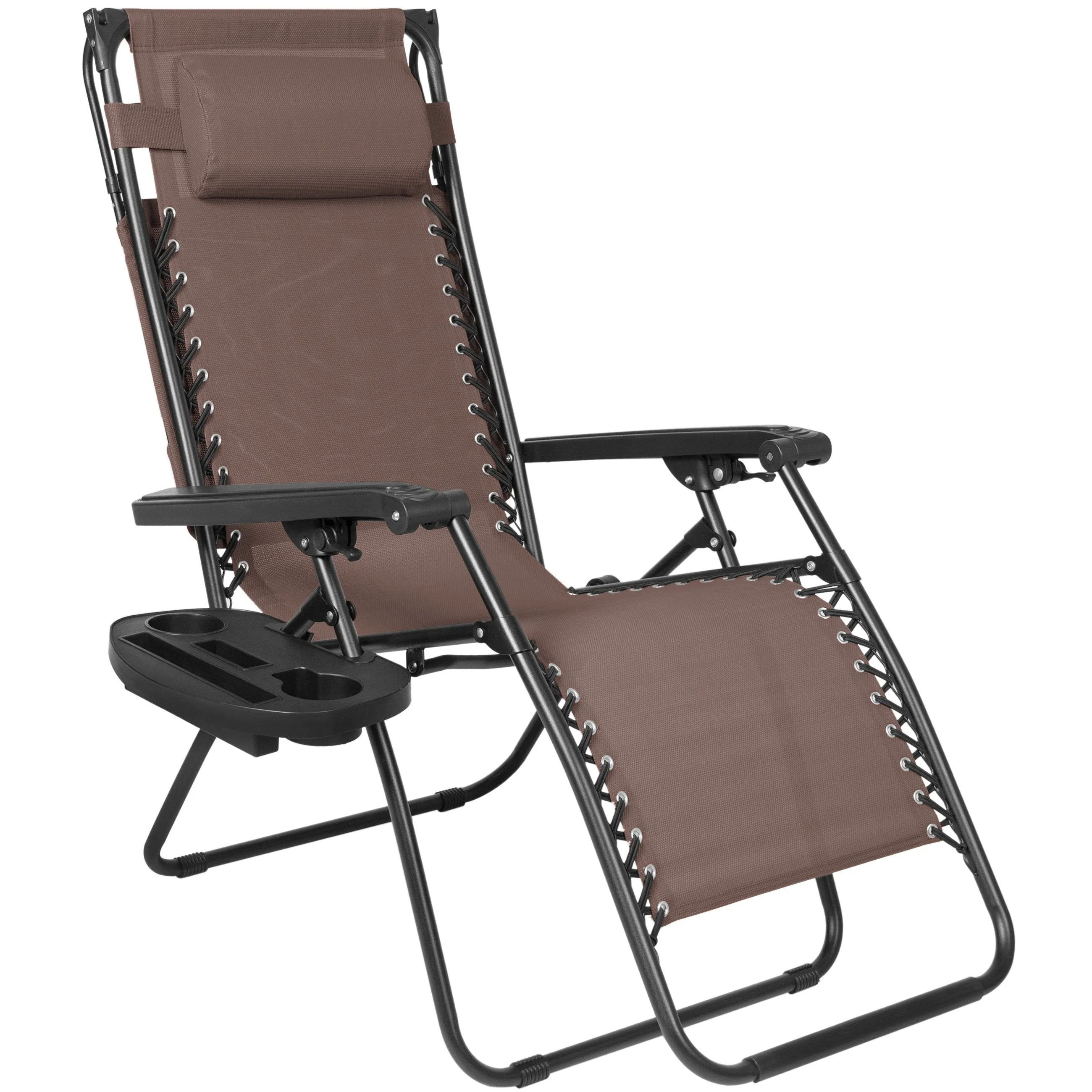 Folding Zero Gravity Recliner Lounge Chair w/ Canopy, Cup Holder