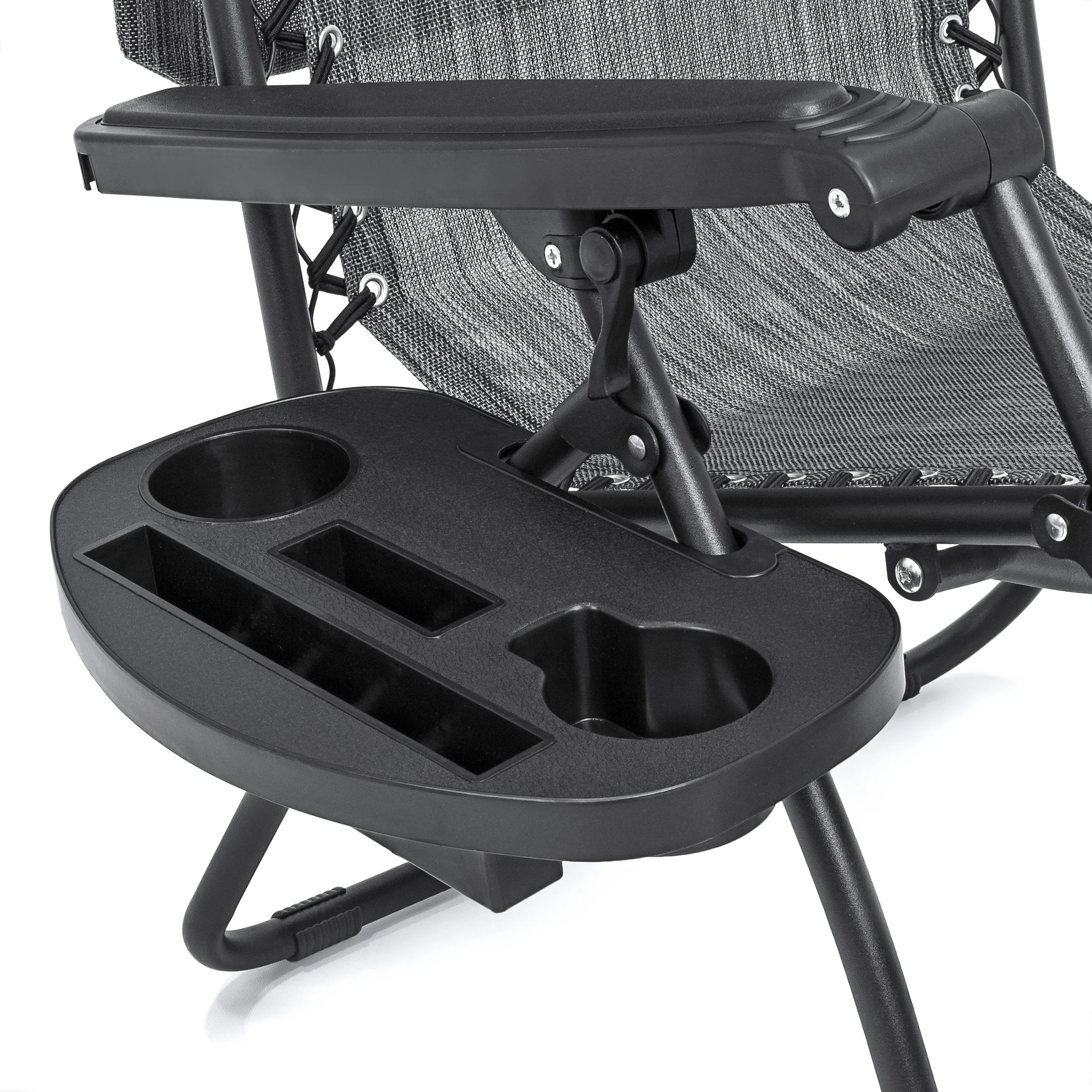 Folding Zero Gravity Recliner Lounge Chair w/ Canopy, Cup Holder