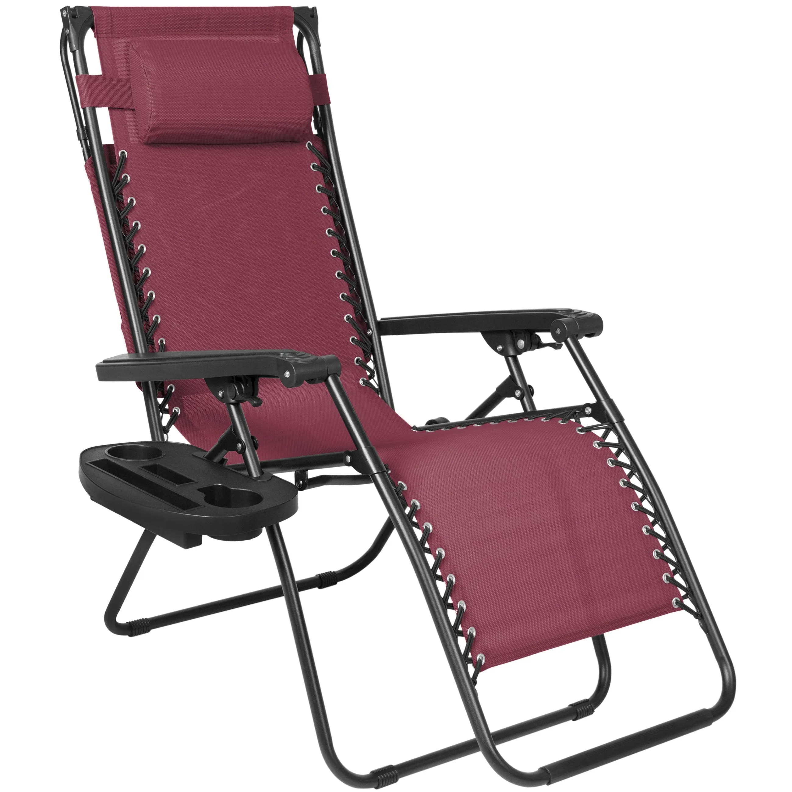 Folding Zero Gravity Recliner Lounge Chair w/ Canopy, Cup Holder