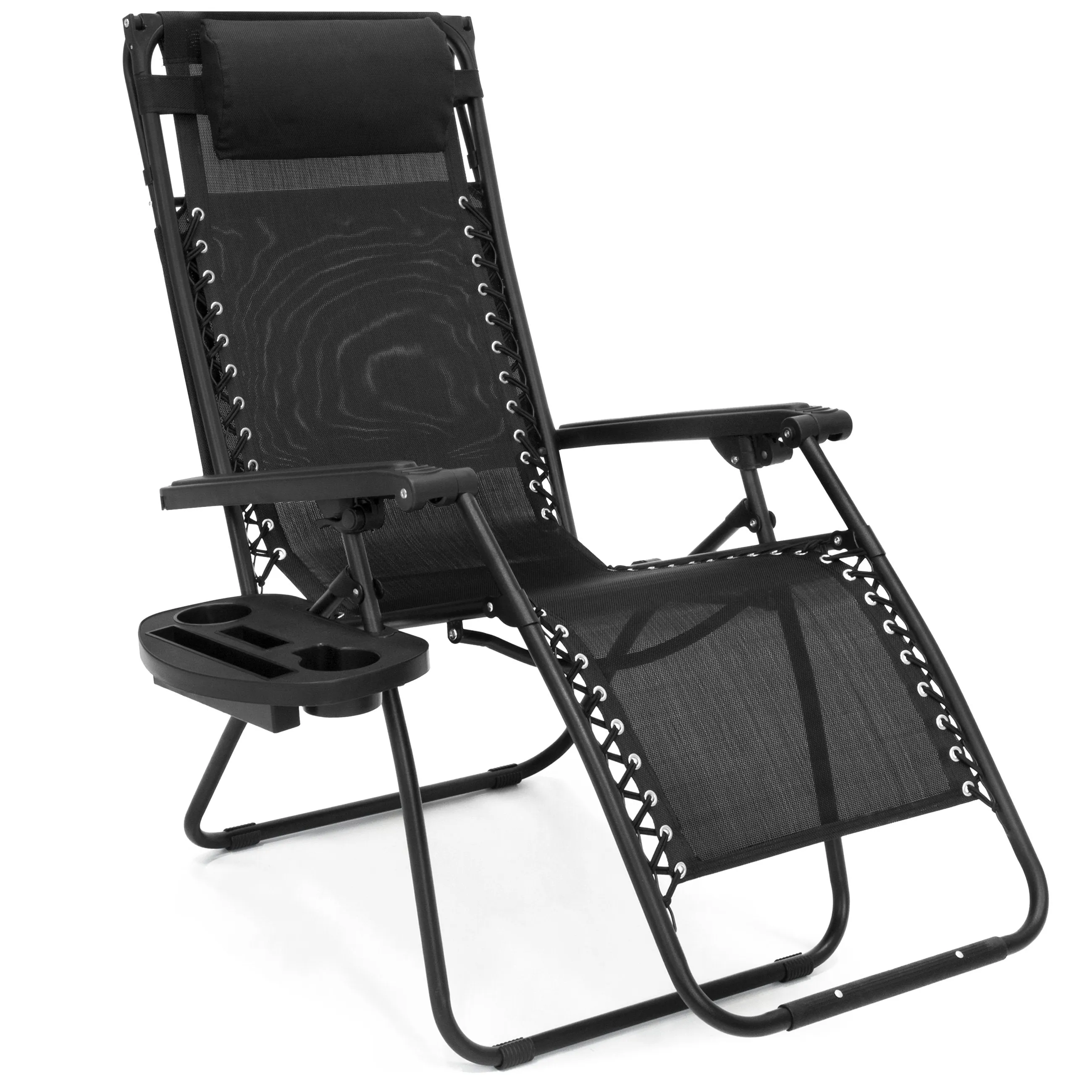 Folding Zero Gravity Recliner Lounge Chair w/ Canopy, Cup Holder