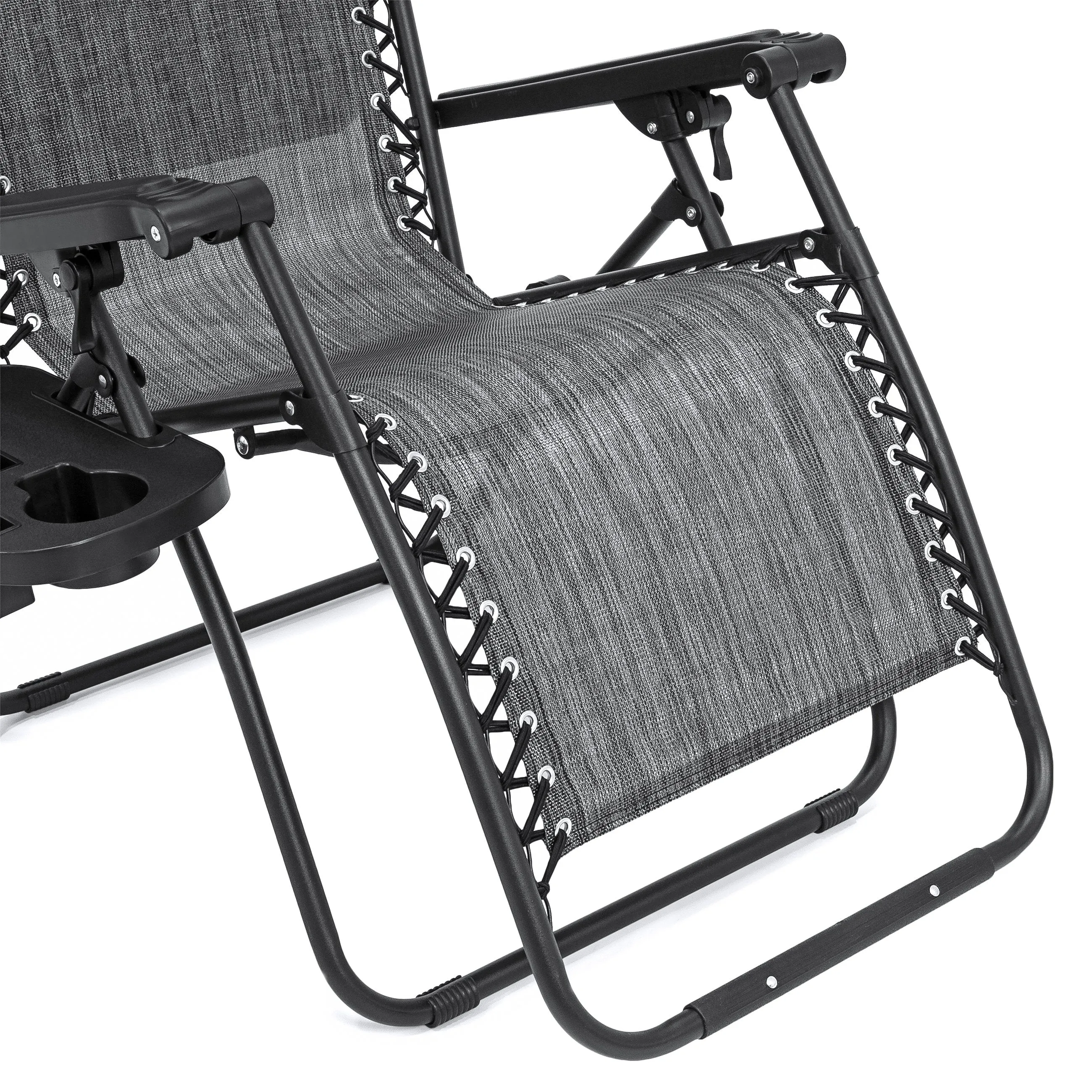 Folding Zero Gravity Recliner Lounge Chair w/ Canopy, Cup Holder