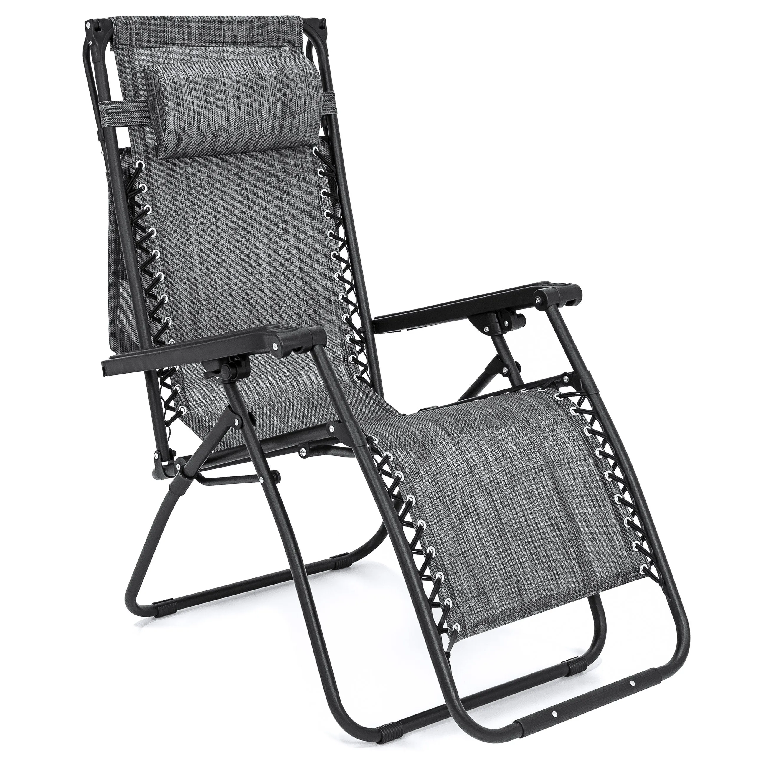 Folding Zero Gravity Recliner Lounge Chair w/ Canopy, Cup Holder