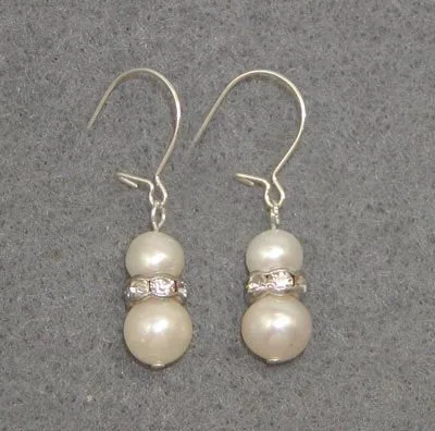 Freshwater Pearl and Crystal Dangle Earrings - June Birthstone