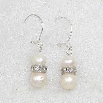 Freshwater Pearl and Crystal Dangle Earrings - June Birthstone