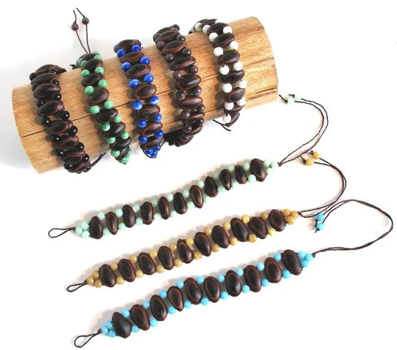 Guanacaste Rainforest Seed and Lavender Crystal Bracelet - Natural Artist