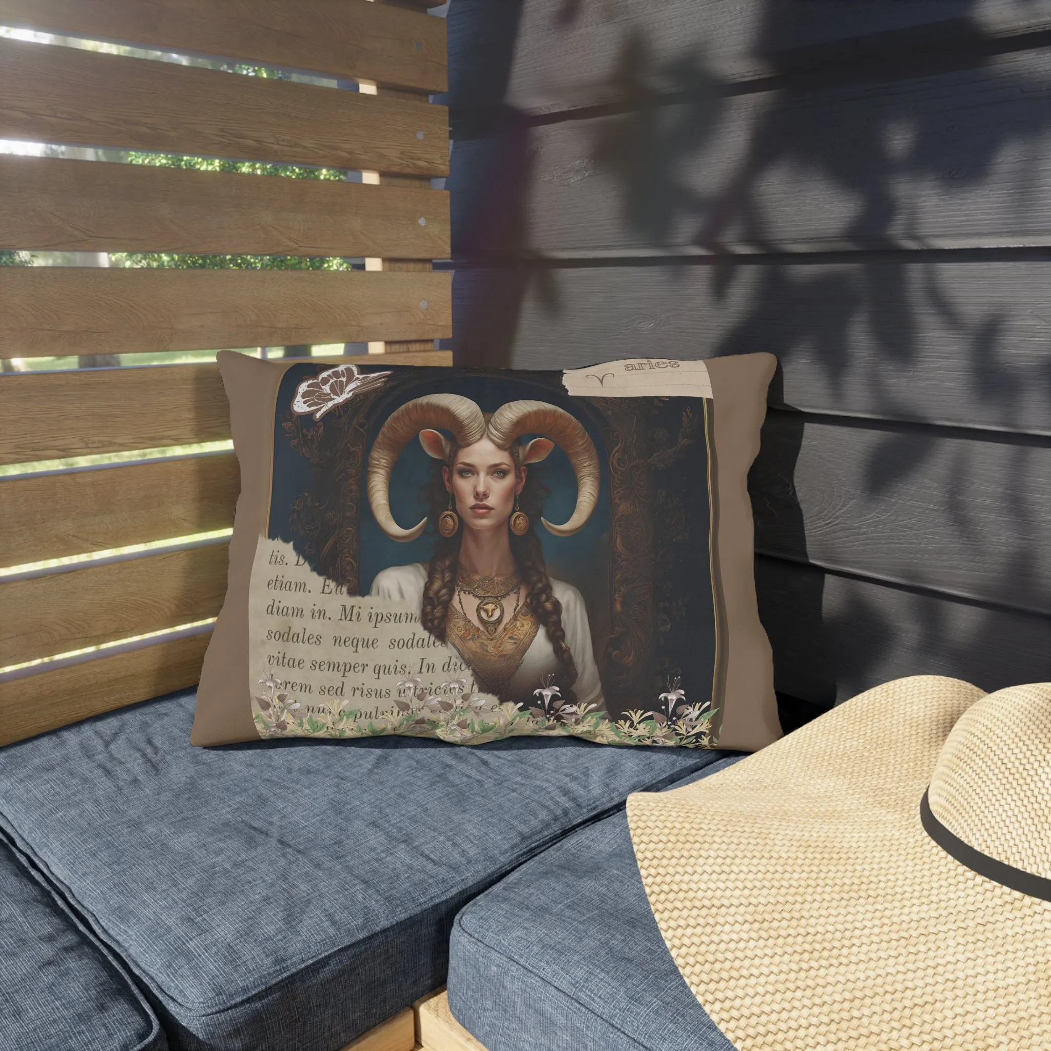 Outdoor Pillow - Aries Zodiac Sign