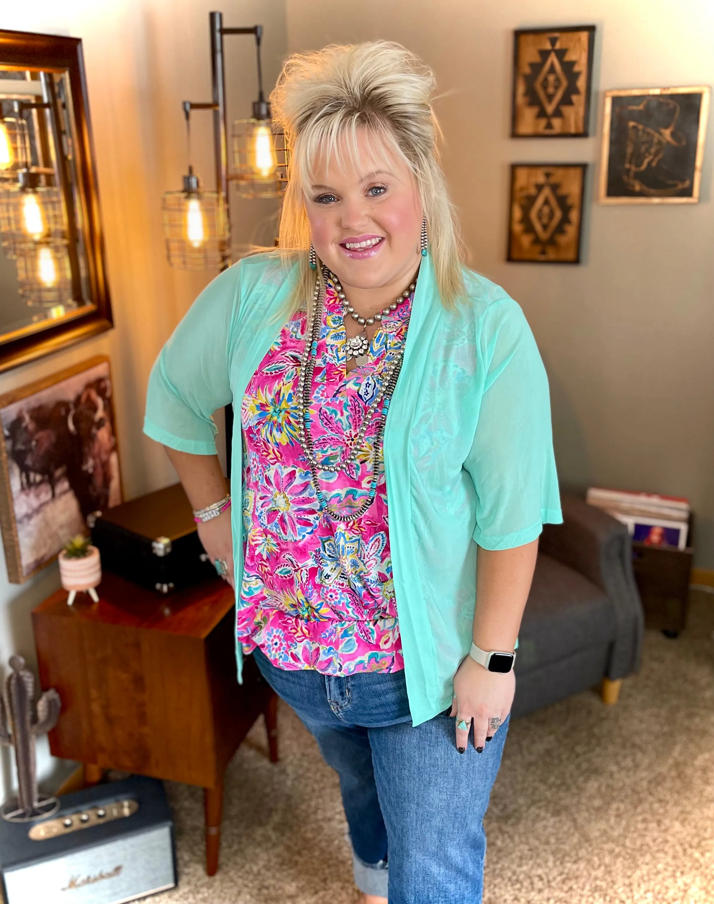 "Aqua Kreek" One Size Cardigan