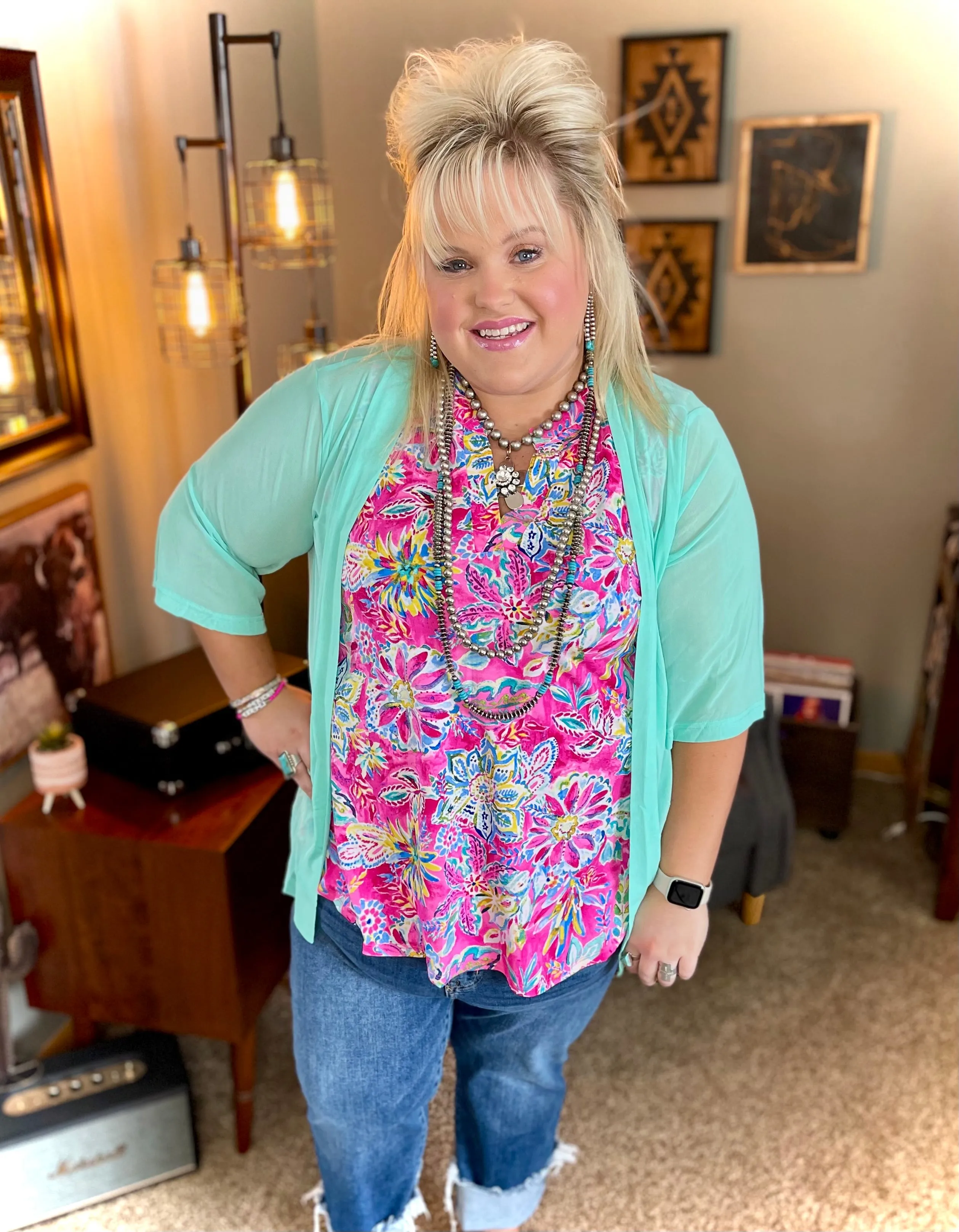 "Aqua Kreek" One Size Cardigan