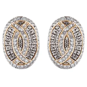 Sophisticated Classic Gorgeous Two-Tone Crystal Rhinestone Earrings E988 GDSV