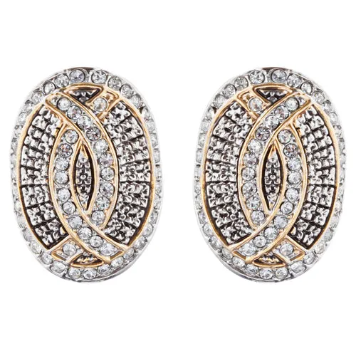 Sophisticated Classic Gorgeous Two-Tone Crystal Rhinestone Earrings E988 GDSV