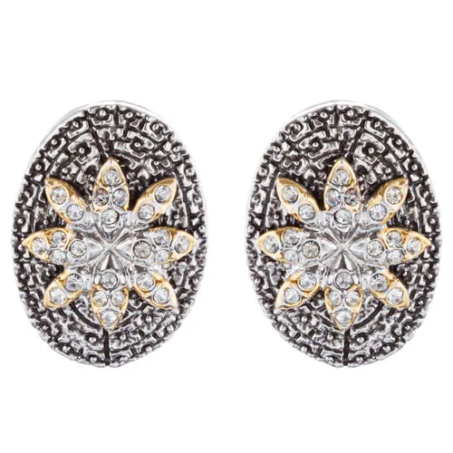 Sophisticated Classic Gorgeous Two-Tone Crystal Rhinestone Earrings E990 GDSV