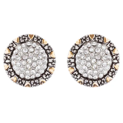 Sophisticated Classic Gorgeous Two-Tone Crystal Rhinestone Earrings E991 GDSV